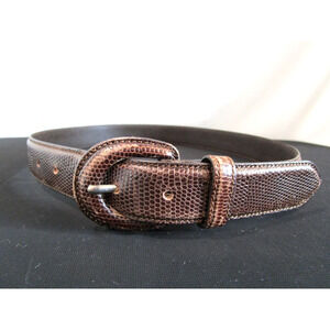 VTG Ann Taylor Brown Genuine Lizard Reptile Leather Belt Women Sz S, 26"-30"